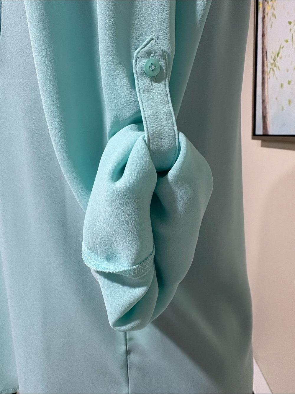 Apt. 9 Mint Button-Front Women's Blouse with Roll-Tab Sleeves - Picture 10 of 16